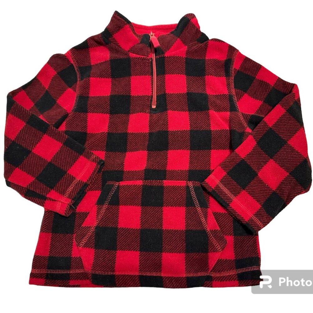 Red and Black Buffalo Check Fleece 3/4 zip youth large (7)